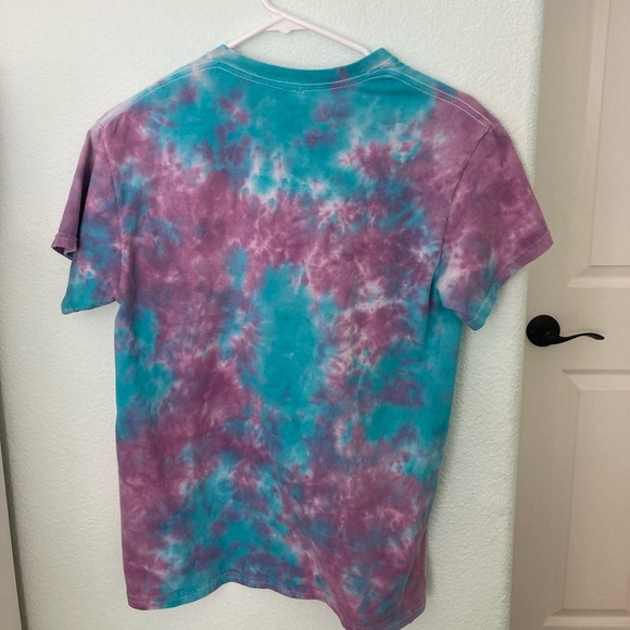 URBAN OUTFITTERS SUN TIE DYE SHIRT SMALL UNISEX PURPLE BLUE RIPPLE TEE CLOUDS - Picture 3 of 4